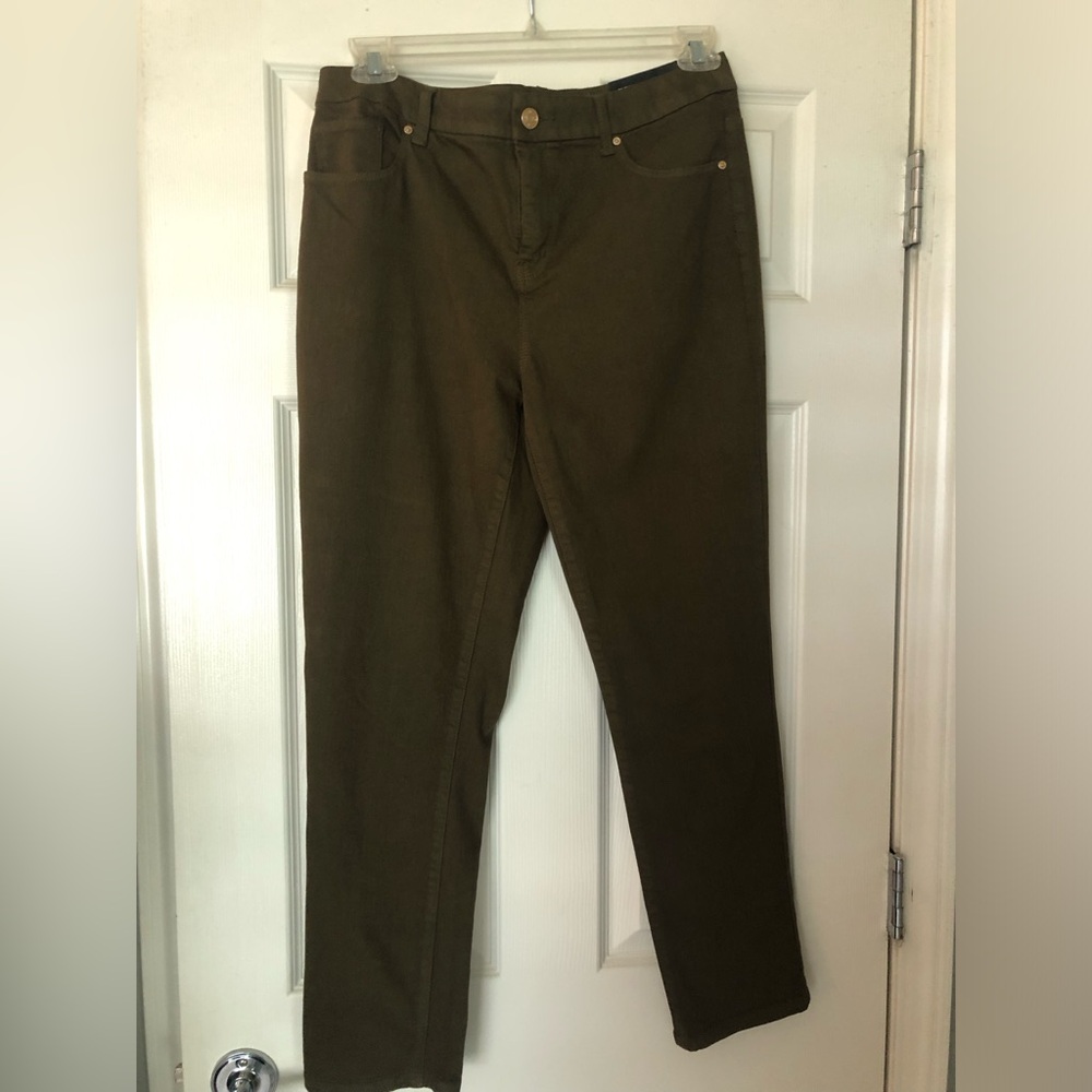 Chico's So Slimming Girlfriend Ankle Pants in Olive